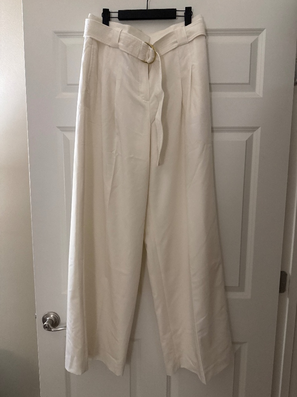 Wide leg belted dress pants